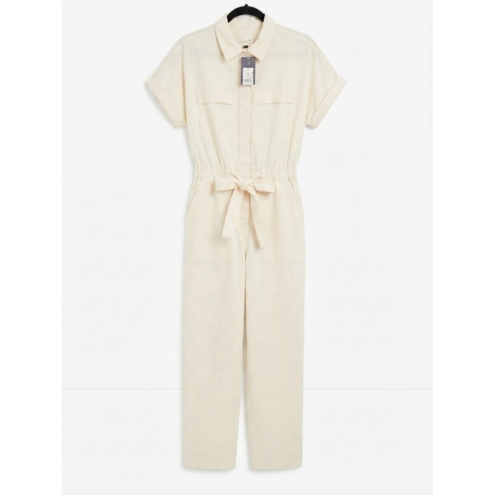Universal Thread Cream White Linen Blend Utility Jumpsuit Size 2 NWT
